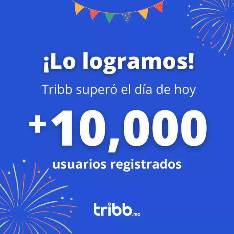 ¡Lo logramos! Ya somos +10,000 usuarios en Tribb 🎉