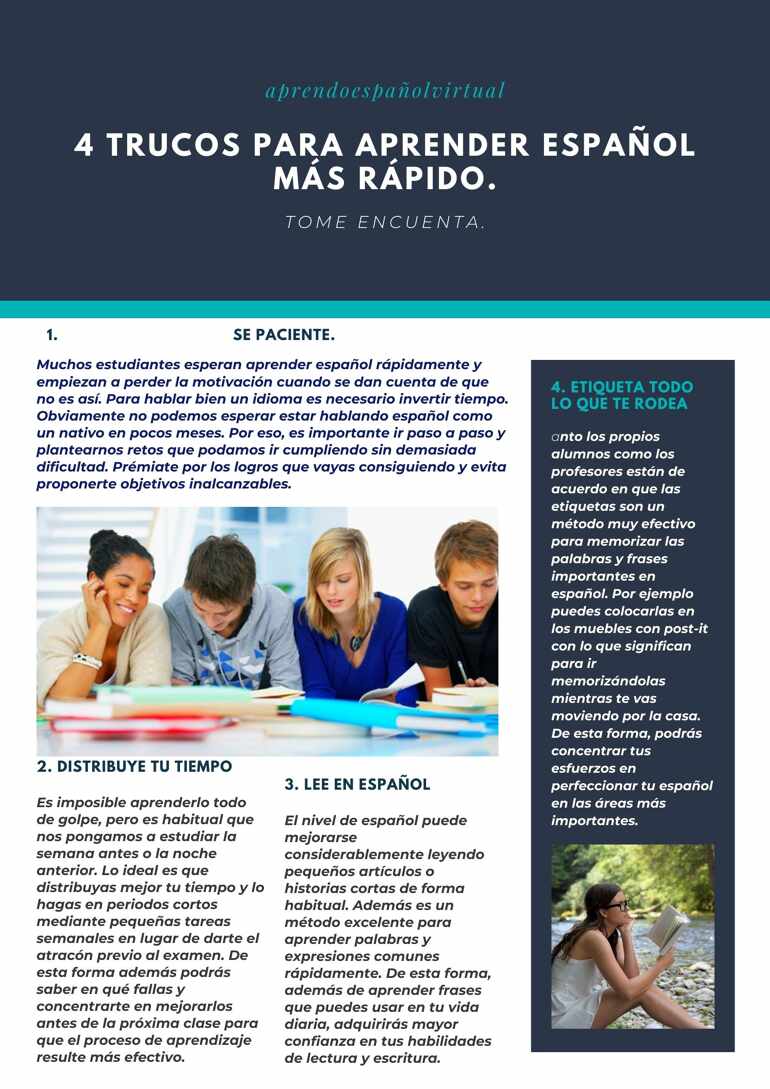 Trucos para aprender Español rápido.