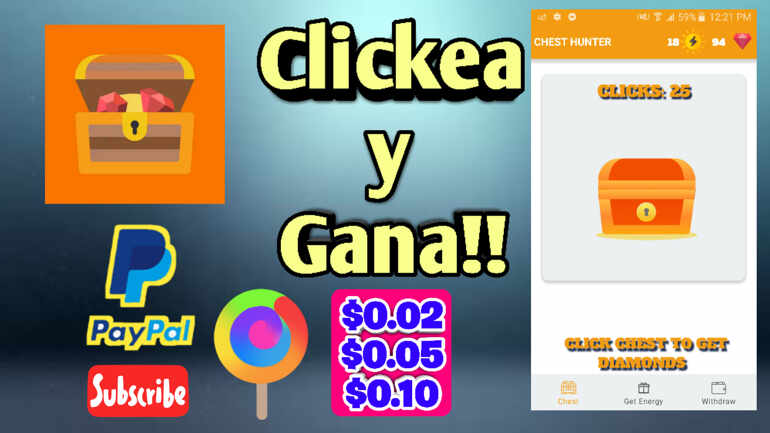 ChestHunter || NUEVA APP!! 💥 Clickea & Gana! 💣 Mínimo de Retiro $0.02 💶💸