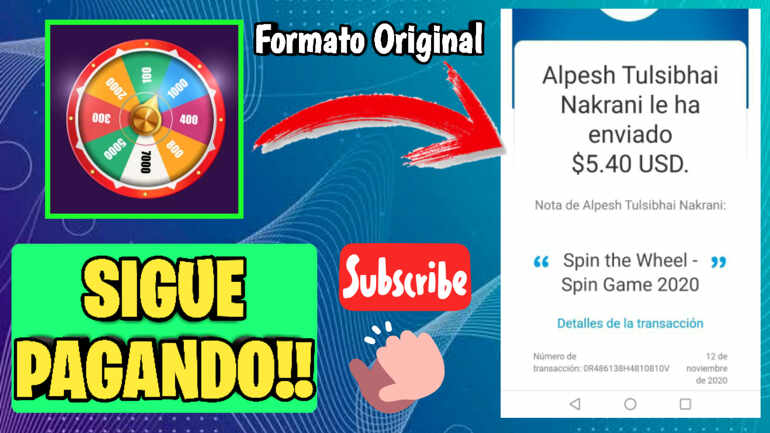 Spin The Wheel 🎡 [NUEVO COMPROBANTE DE PAGO] Gira, Raspa & Gana!! 💥 Retiro Mínimo $1.00 💵💶💸